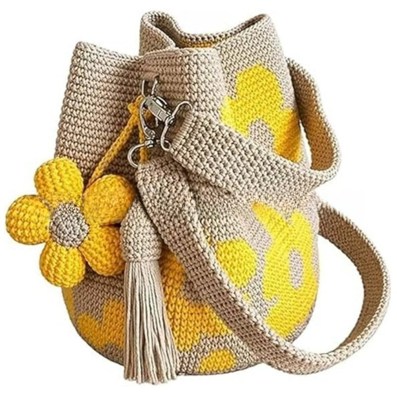 Handmade Crochet Flower Tote Bag
